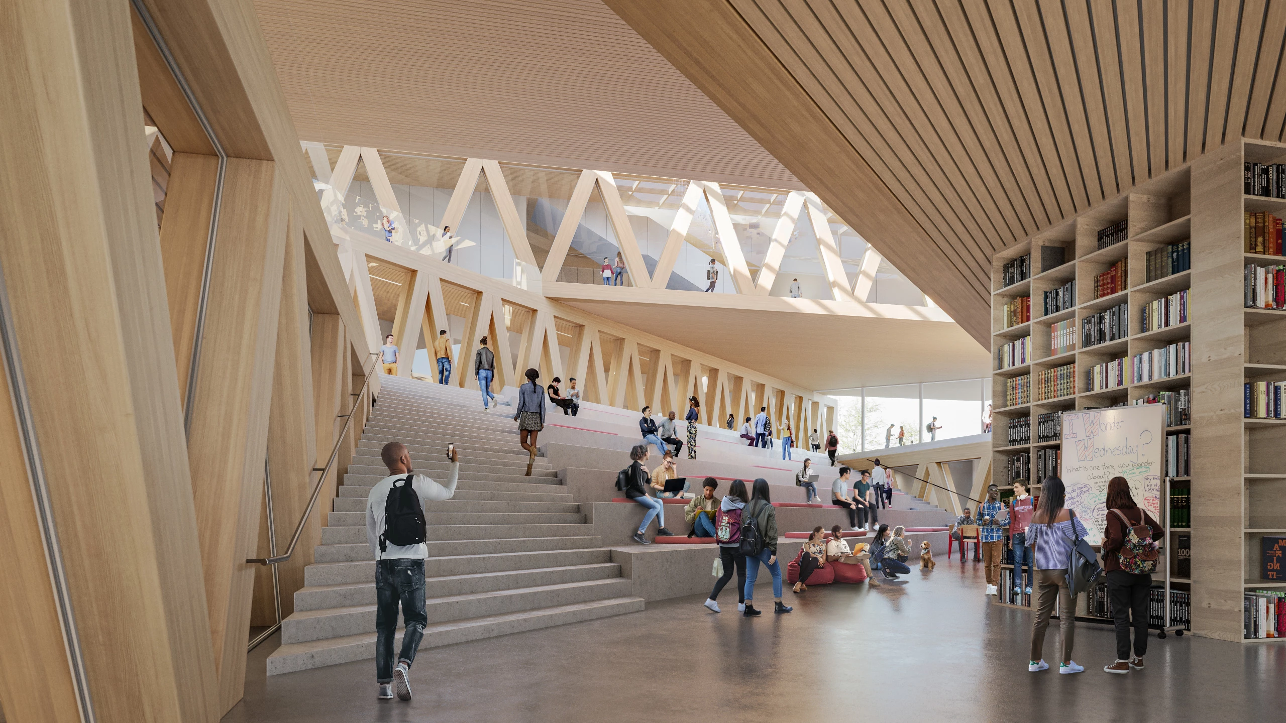 The Robert Day Sciences Center's staircase will feature amphitheater-style seating