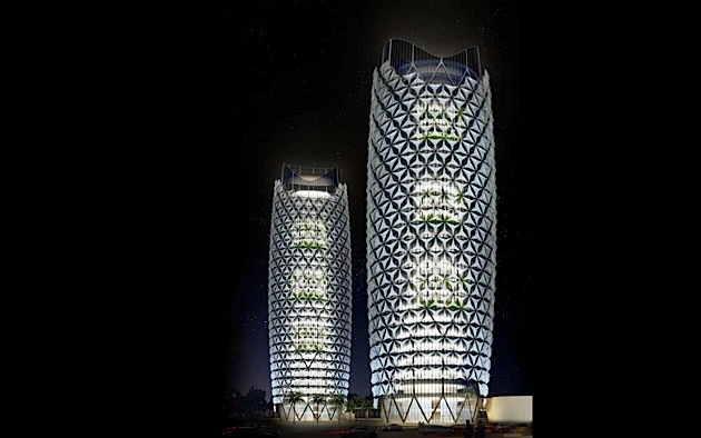 The Al Bahar Towers at night