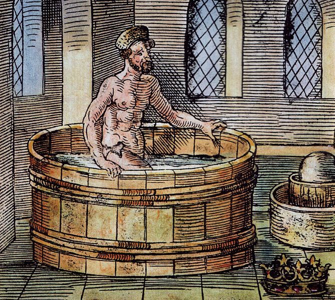 Archimedes, pictured discovering hydrostatics