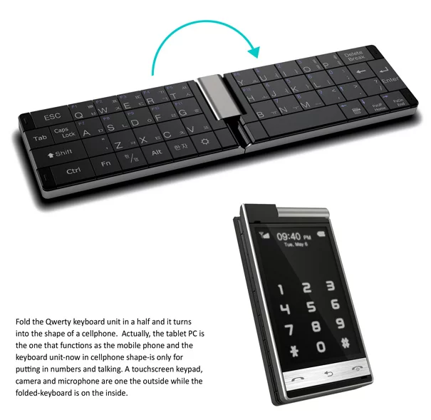 Smartbook concept offers a cell phone handset that folds into a keyboard and syncs wirelessly with a tablet PC