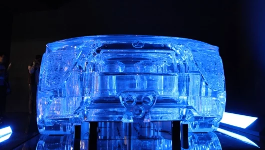 The full-scale see through model of the Lexus LFA in the "art gallery"