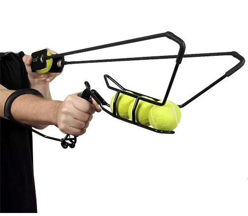 The Hyperdog 4-Ball Launcher can fire a tennis ball up to 200ft and has hands-free pick up for 'used' balls