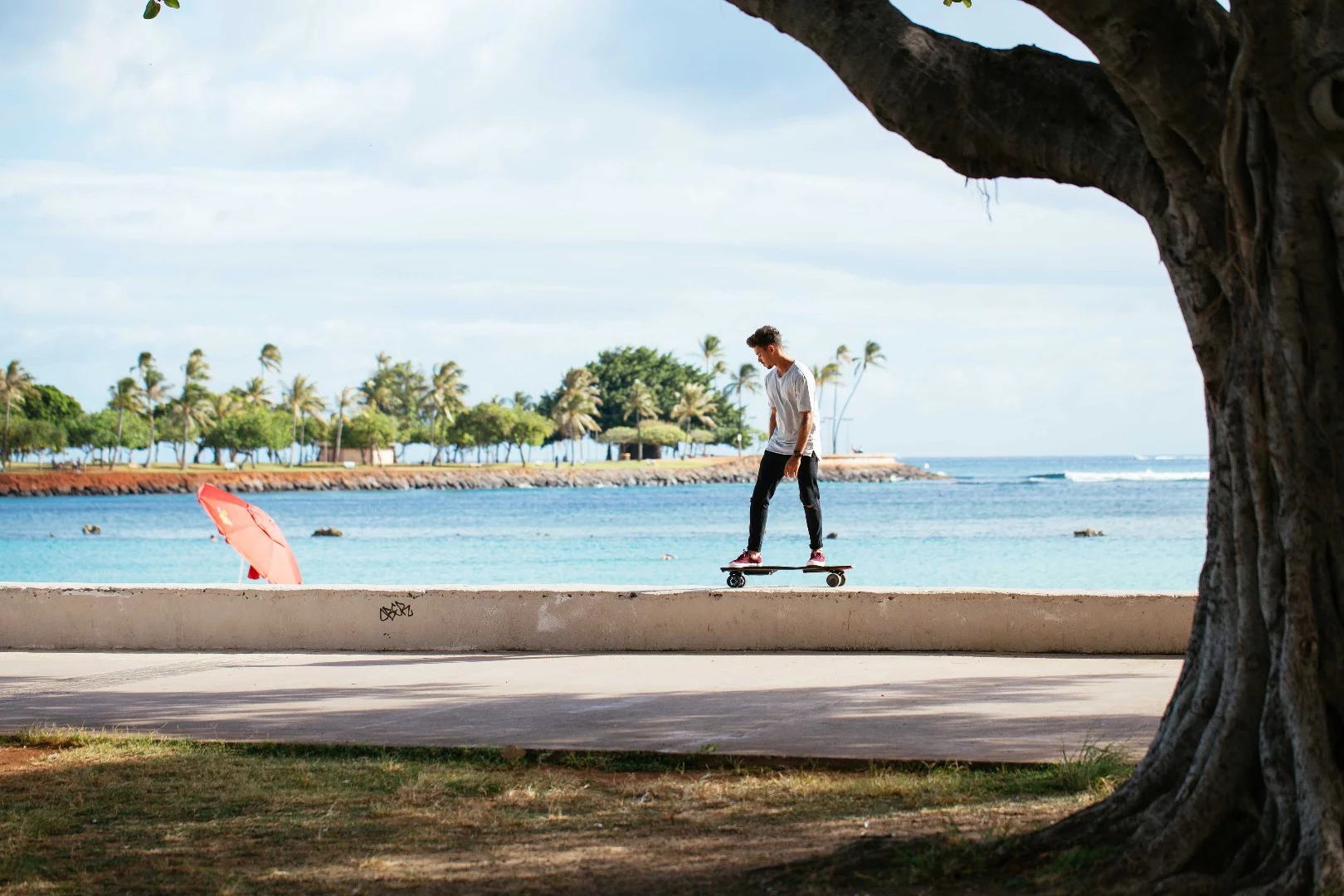 The StarkBoard uses a combination of a gyro and four weight and motion sensors to control speed