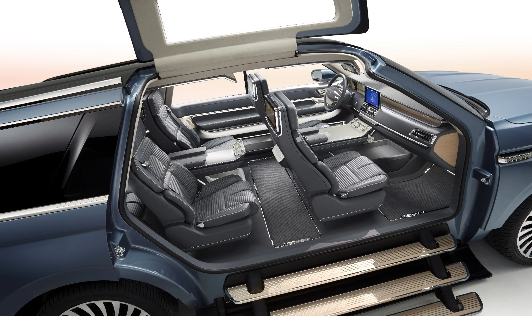 The gullwing doors provide a wide view of the concept's interior