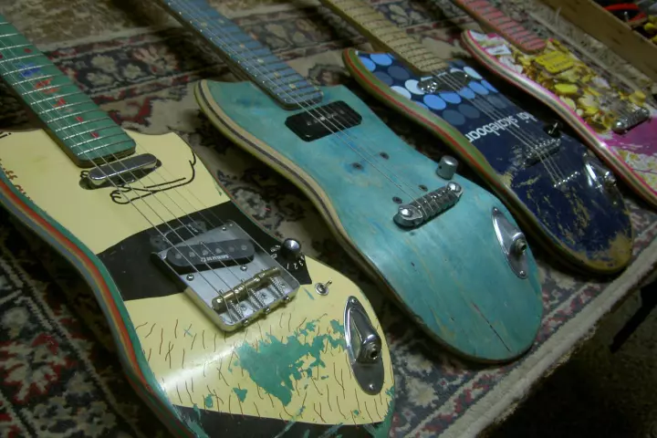 Skate Guitars are repurposed from old skateboard decks