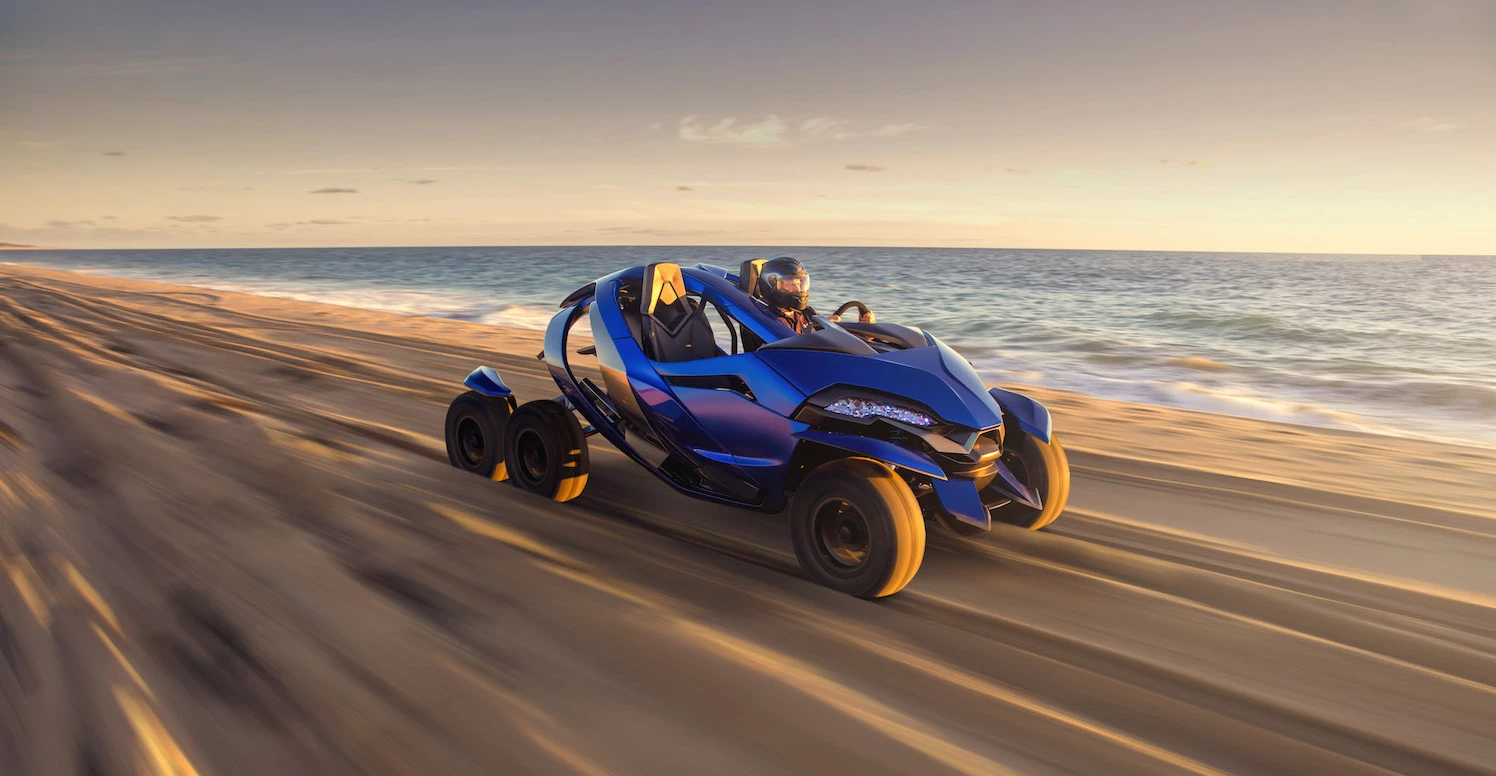 Ferox Azaris: the beach shots are cheating, it's being pulled by a 4WD. But the Azaris has been driven on bitumen, and the team is working towards off-road testing in the new year