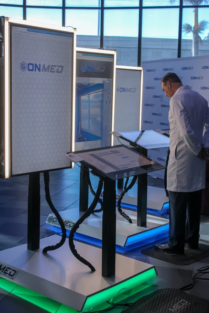 The OnMed Station puts patients in contact with doctors licensed in that same US state, with their credentials displayed on screen