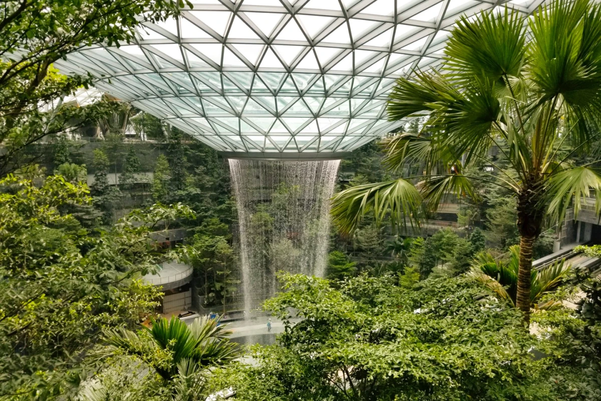 Singapore's Jewel Changi Airport features the world's tallest indoor waterfall