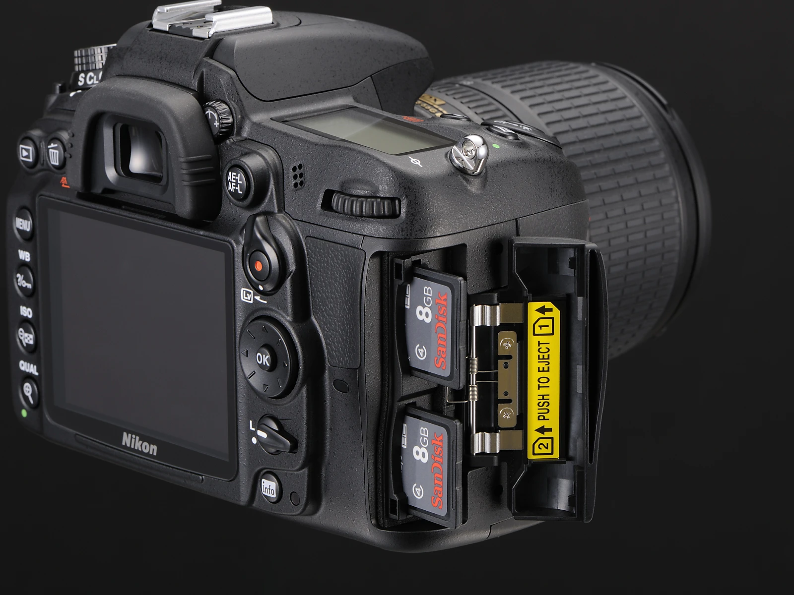 The D7000 has twin media card slots with SDXC support
