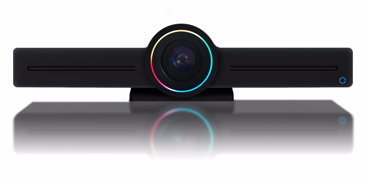 There's a 130-degree wide angle lens which can tilt up or down to keep everyone in the shot