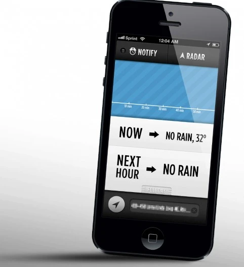 The Dark Sky app gives you a simple overview of the day's weather and predicts conditions