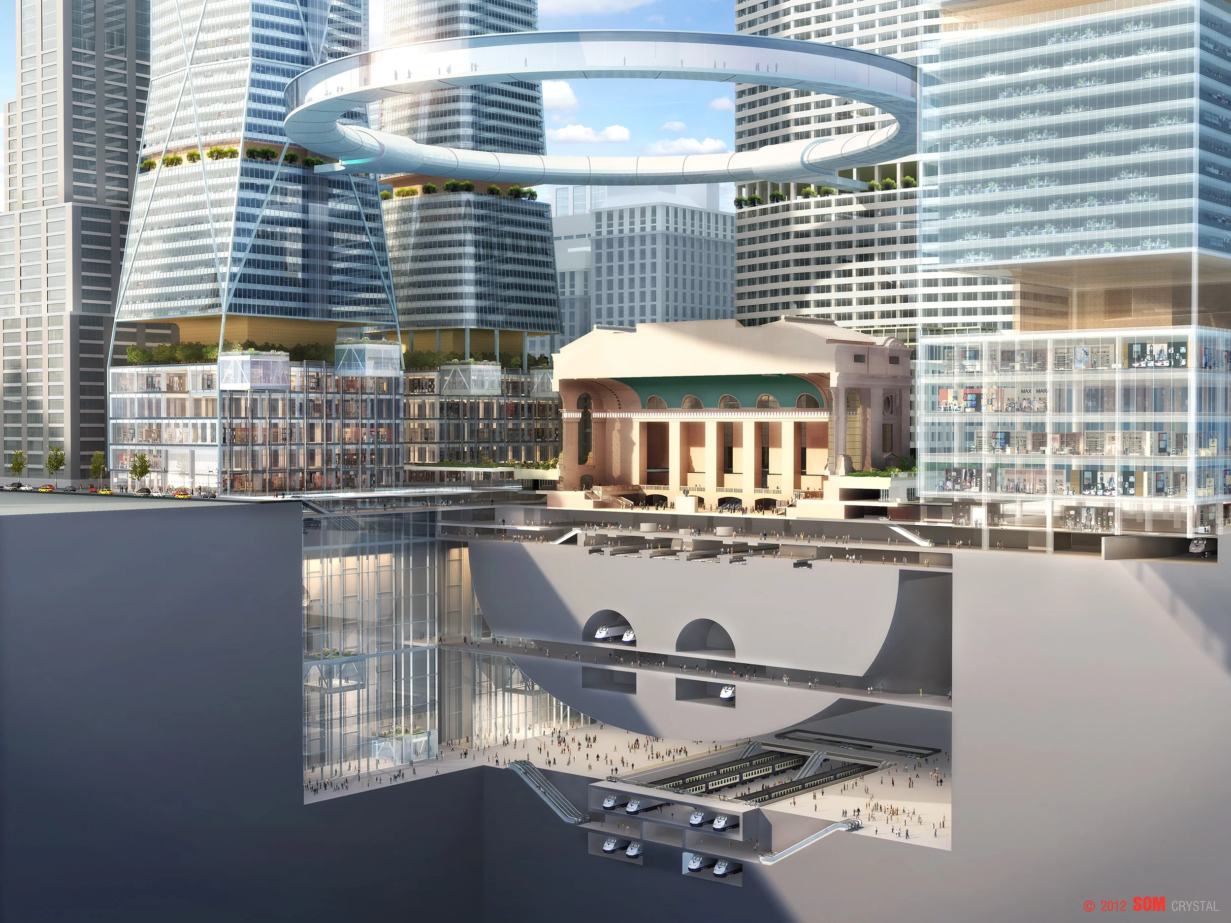 The "UFO" viewing platform of SOM's Grand Central Terminal of tomorrow (Image: © 2012 SOM/Crystal)