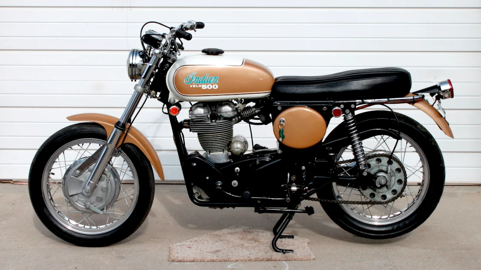 On one of several occasions when the Indian brand was revived only to fail again, Velocette Thruxton machines were sold as Indians. This 1970 Indian is one such bike. It failed to sell, attracting a high bid of $30,000 against an undisclosed reserve.