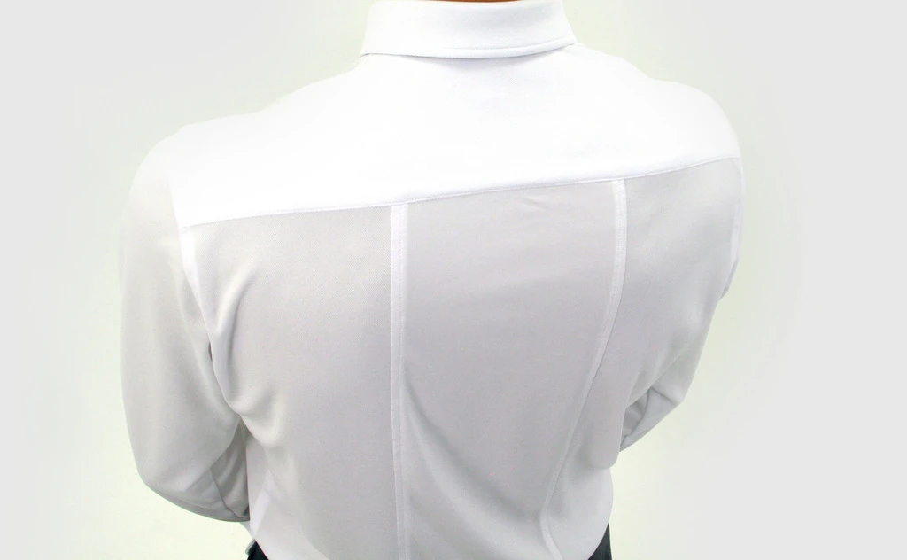 The Apollo shirt's tri-panel design in the back of the shirts makes the shirt less likely be come untucked and provides a more tailored fit for a wider variety of body sizes