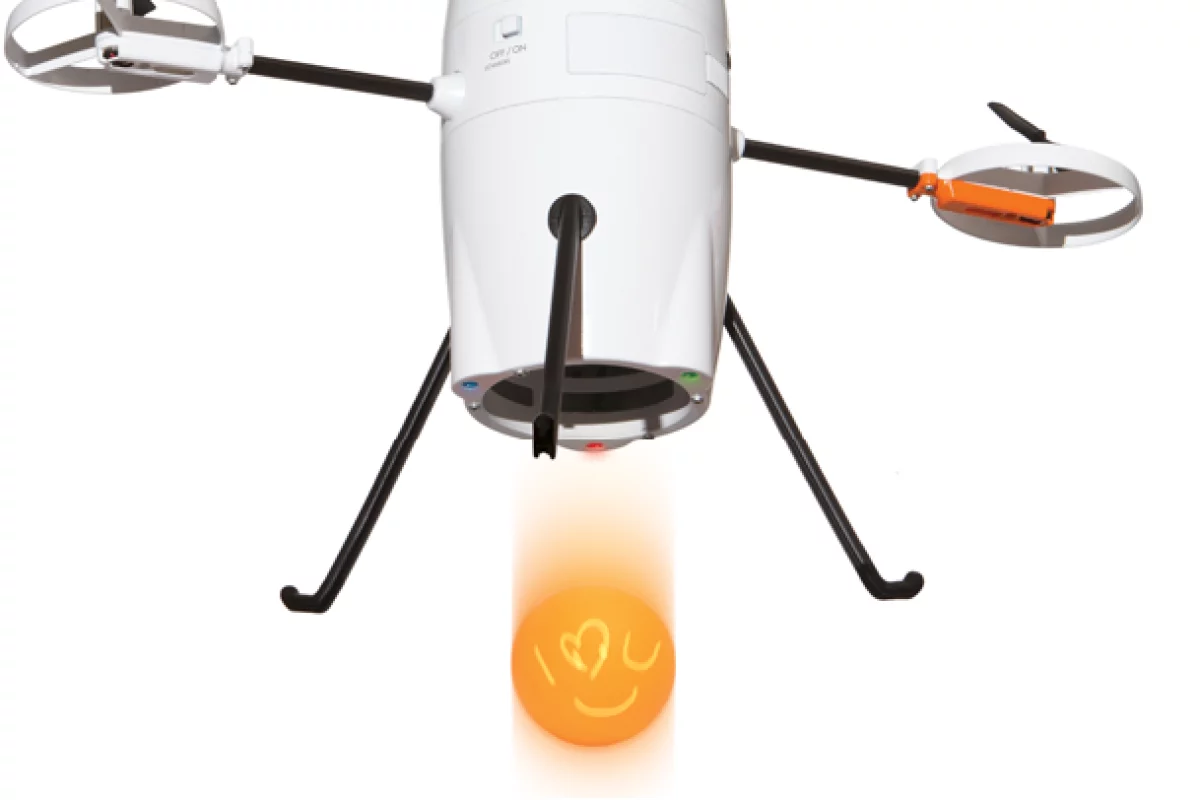 The iStrike Shuttle sports an official range of around 30 feet (nine meters) and can fly for around eight minutes on one charge