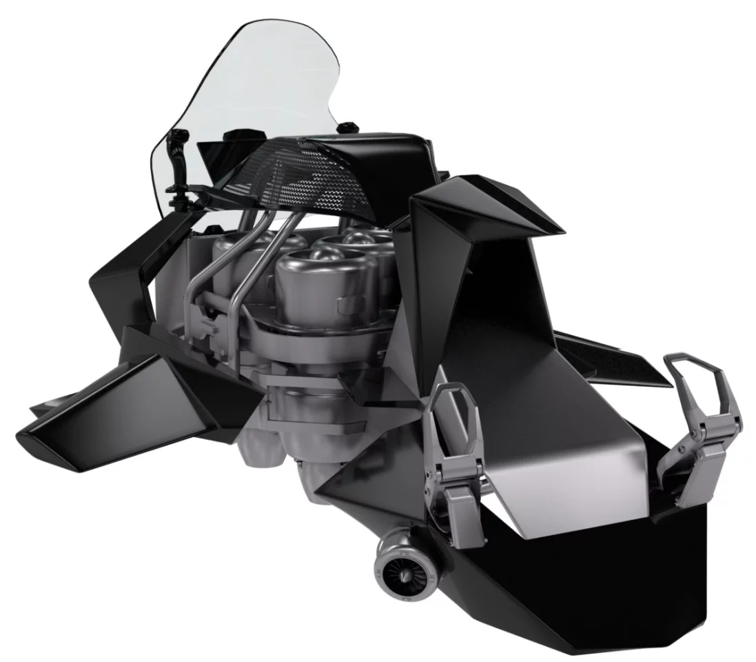 The consumer version – 20 will be made – will use four turbojets in a self-stabilizing configuration