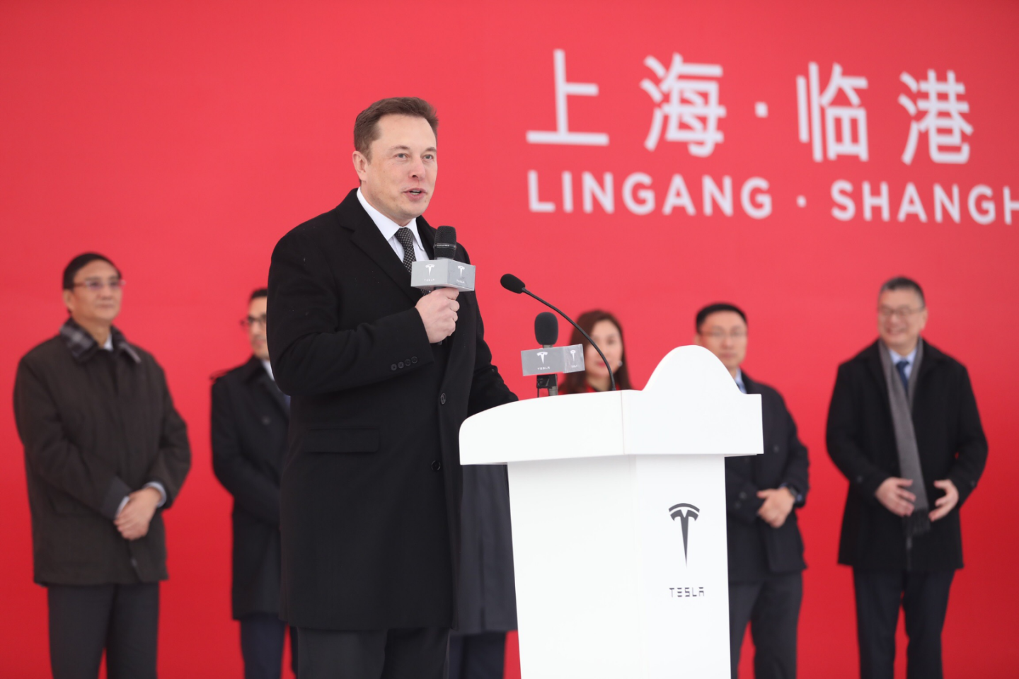 Tesla CEO Elon Musk at the launch of the Gigafactory in China earlier this year