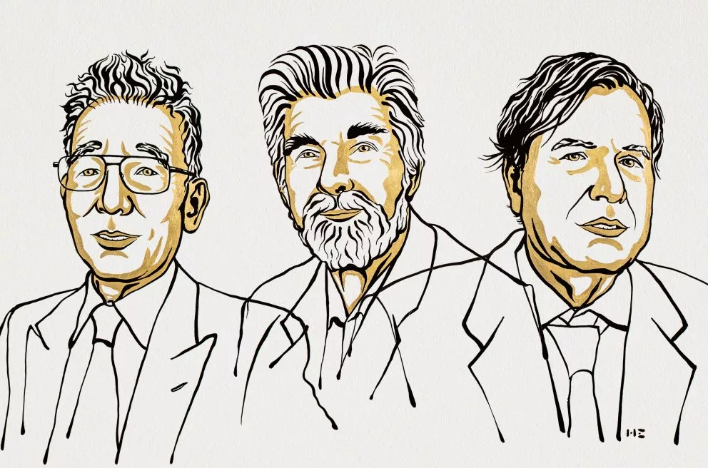 The official portrait for the 2021 Nobel Prize in Physics laureates, Syukuro Manabe, Klaus Hasselmann and Giorgio Parisi