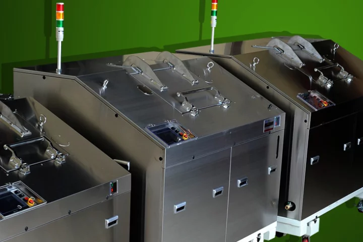 The Eco-Safe Digester is a self-contained stainless steel unit that breaks down food waste into grey water