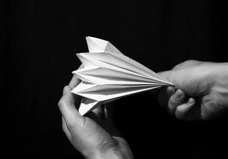 The design is based on origami