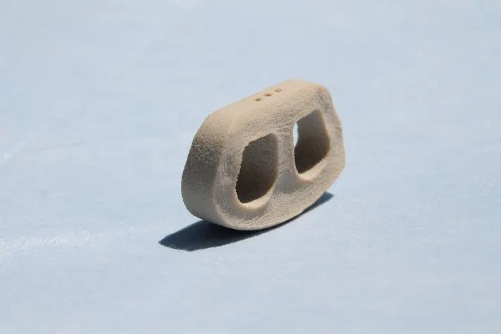 The 3D-printed spine cage produced at Medicrea