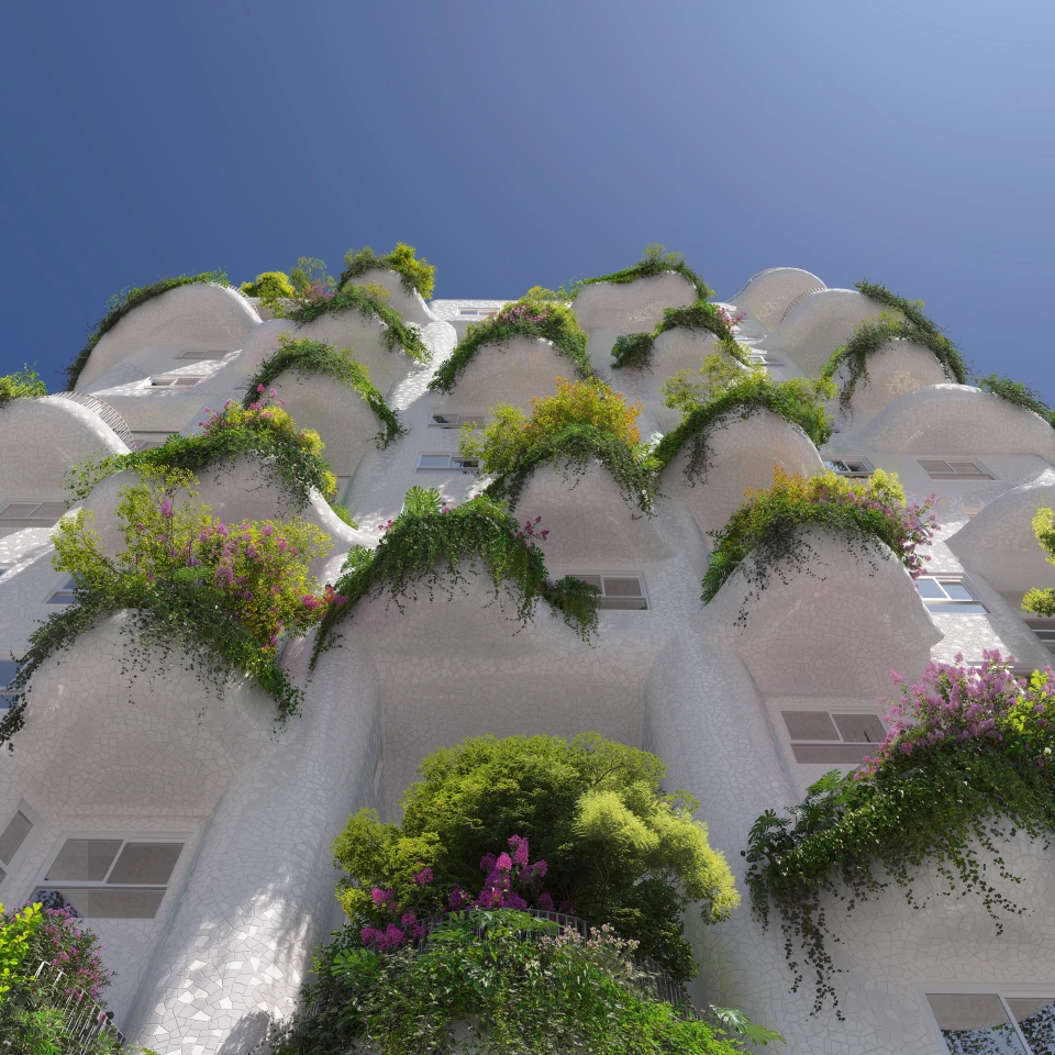 The Island will include 104 balconies that are filled with local species of plants