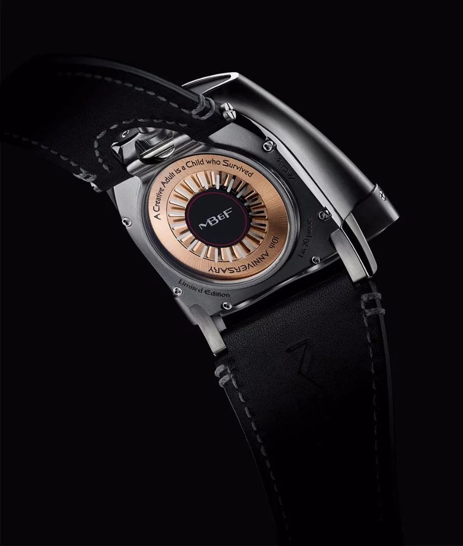 The watch is constructed from a combination of grade 5 titanium and stainless steel with 223 individual components