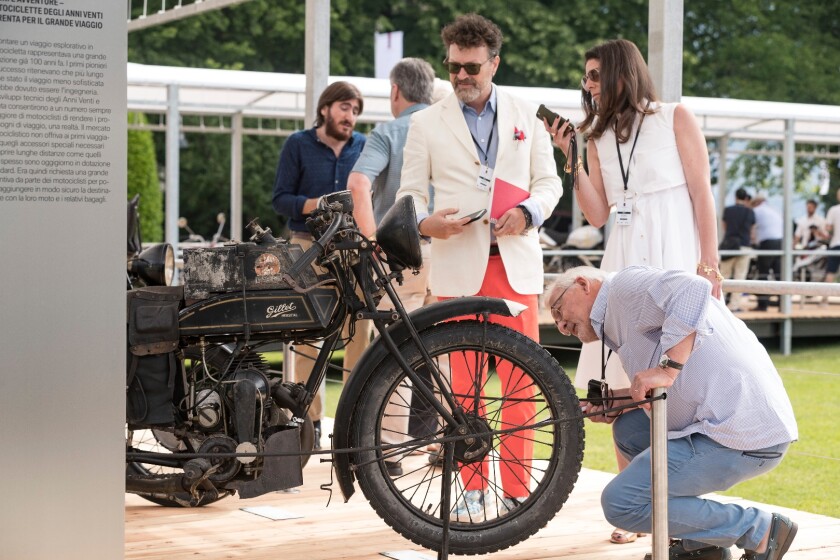 This 1926 Gillet Tour du Monde 350cc single was most likely the first round-the-world motorcycle, having been used by celebrated French journalist and traveler Robert Sexé in his motorcycle travels of 1926 as he traversed 35,000 km across Europe then Russia to Japan, then onward to cross America, all in six months. If you've never heard of Sexé, he's the fellow who is believed to have inspired Herge's TinTin character. Fans of both Sexé and TinTin take great delight in finding similarities between Sexé's photographs and frames in Herge's famous comic strip.