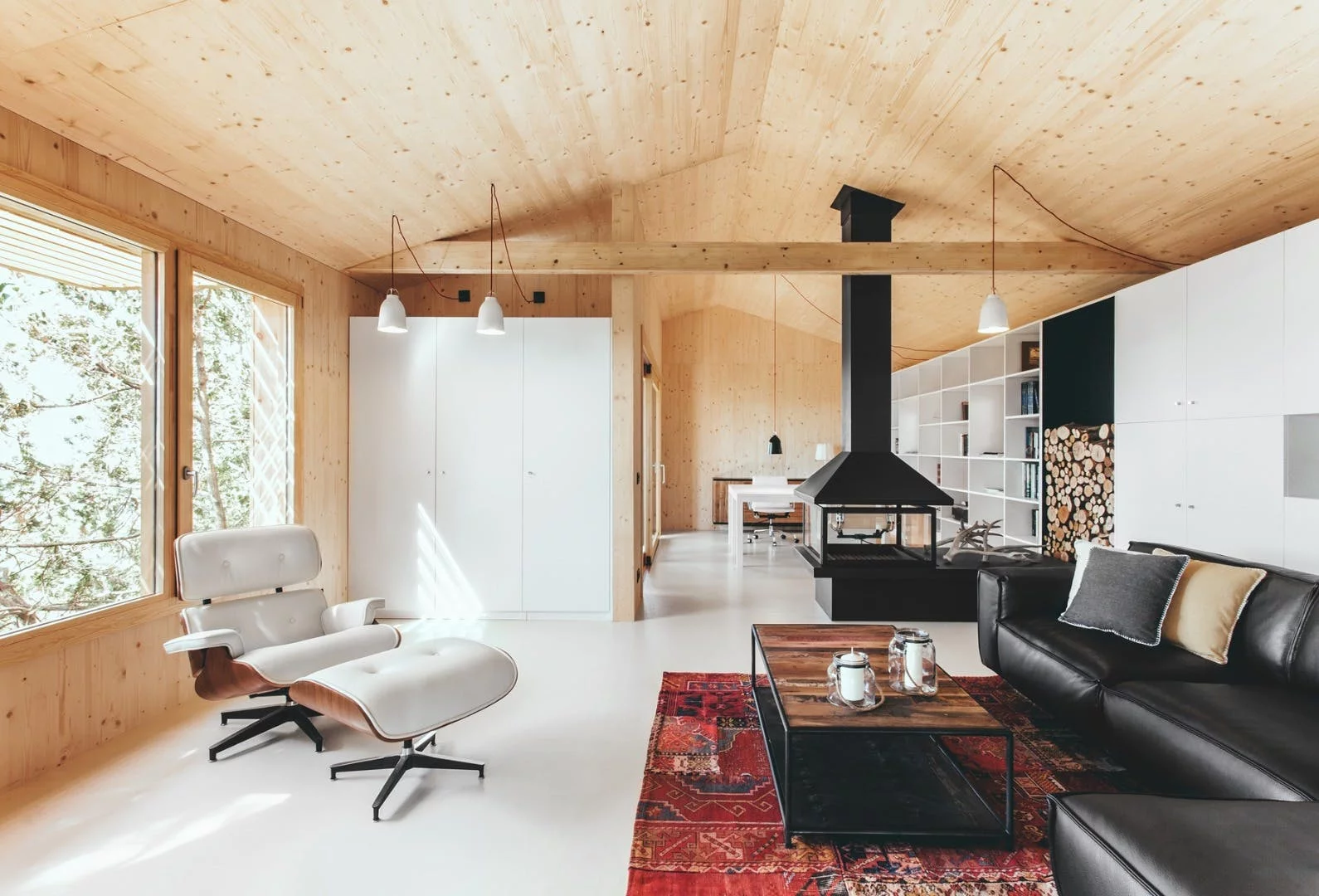 Much of the Wood Studio House's structure was built using prefabricated timber sections