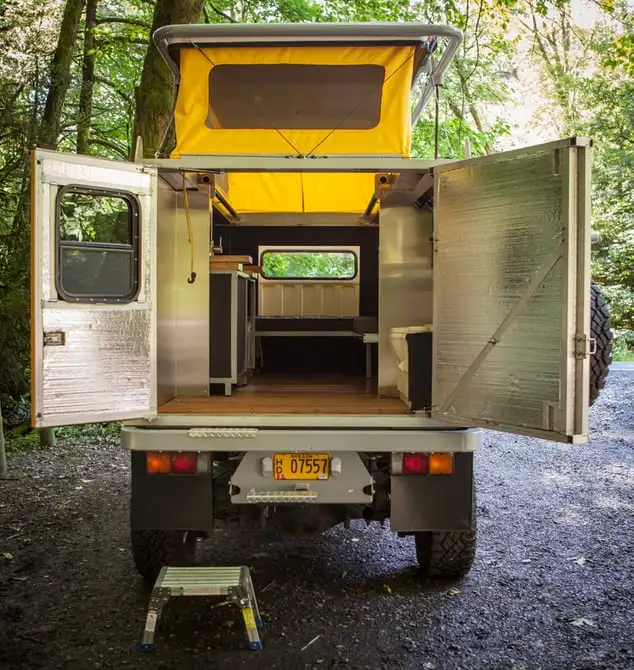 The rear double doors make for easy loading, and the Base 4x4's interior has been designed around hauling gear