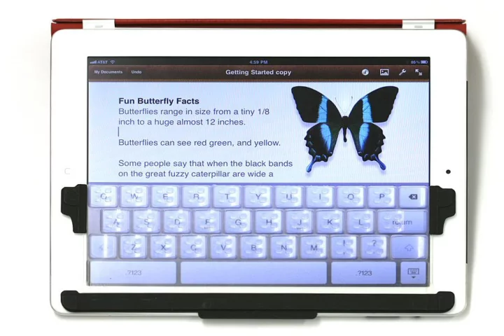 TouchFire is a transparent, silicone screen top keyboard for the iPad's virtual keyboard, that gives users the feel of raised keys as they type