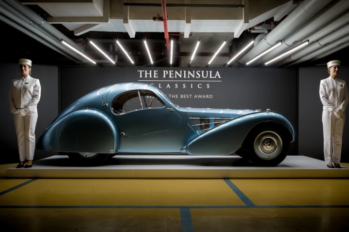 The exquisite lines of the 1936 Bugatti Type 57 SC Coupé Atlantic which took top honors in the 2017 Peninsula Classics Best of the Best award in Paris