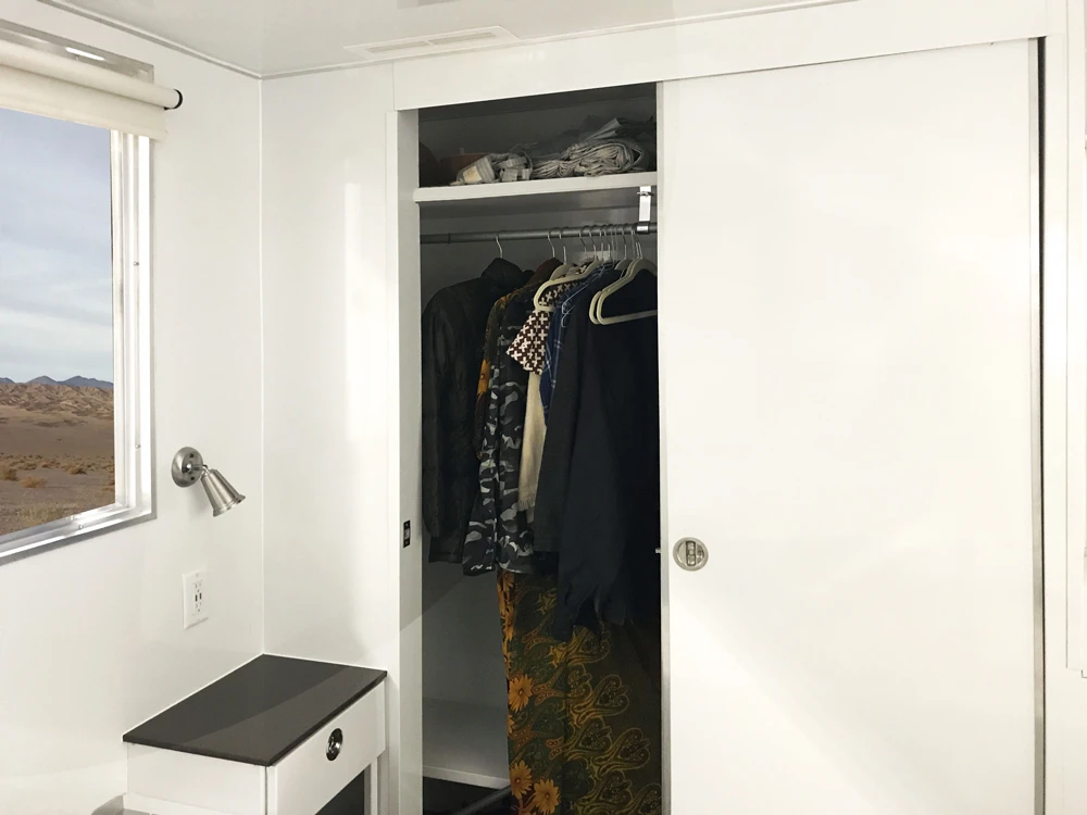 Bedroom storage in Hofmann Architecture's Living Vehicle mobile home