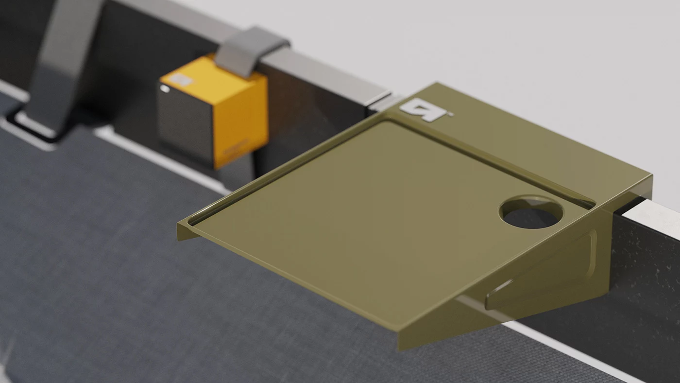 A table attaches to the frame and stores away after the meal is over