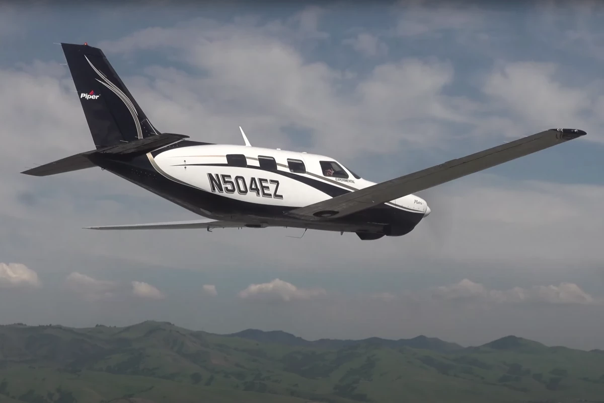 One of the two ZeroAvia prototype six-seater Piper Malibu airplanes