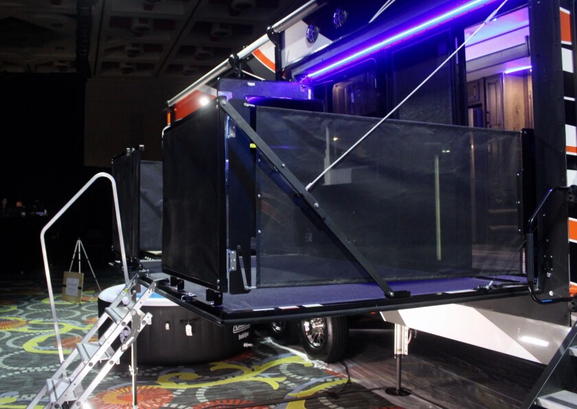 The Cyclone's side deck sets up at the push of a button