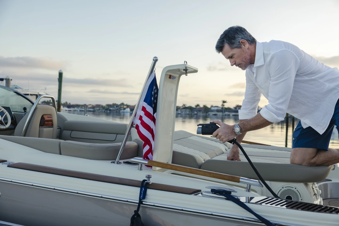 Chris-Craft doesn't estimate how long charging will take, but it says the Launch 25e will offer about two hours of drive time per charge