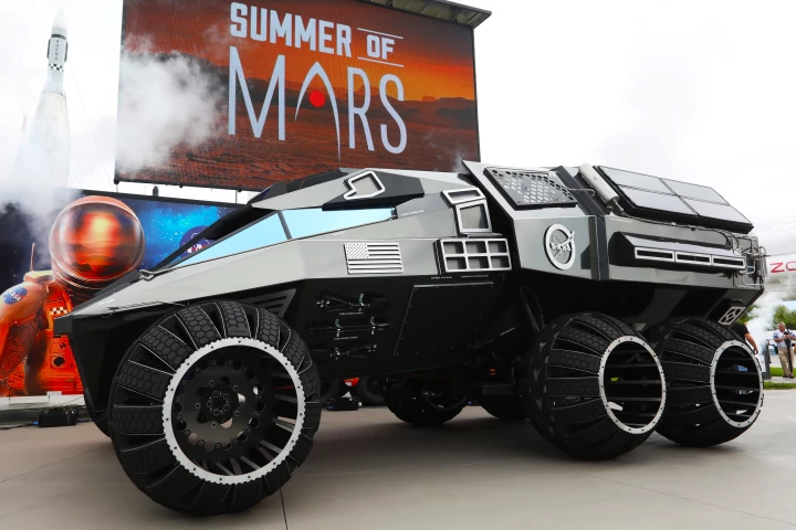 The Mars rover concept vehicle makes its debut at the Kennedy Space Center Visitor Complex