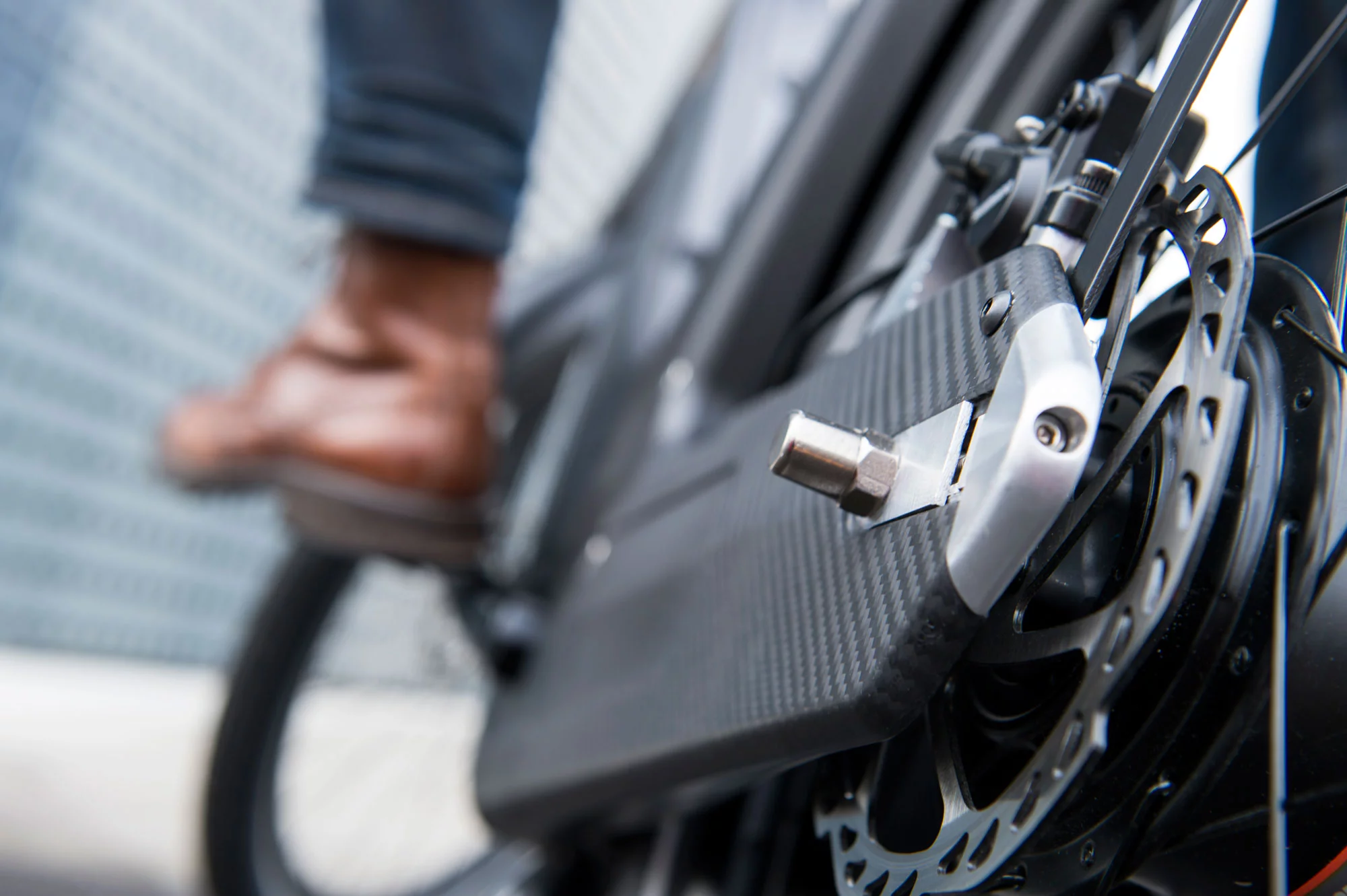 The chain is hidden within the body of the e-bike