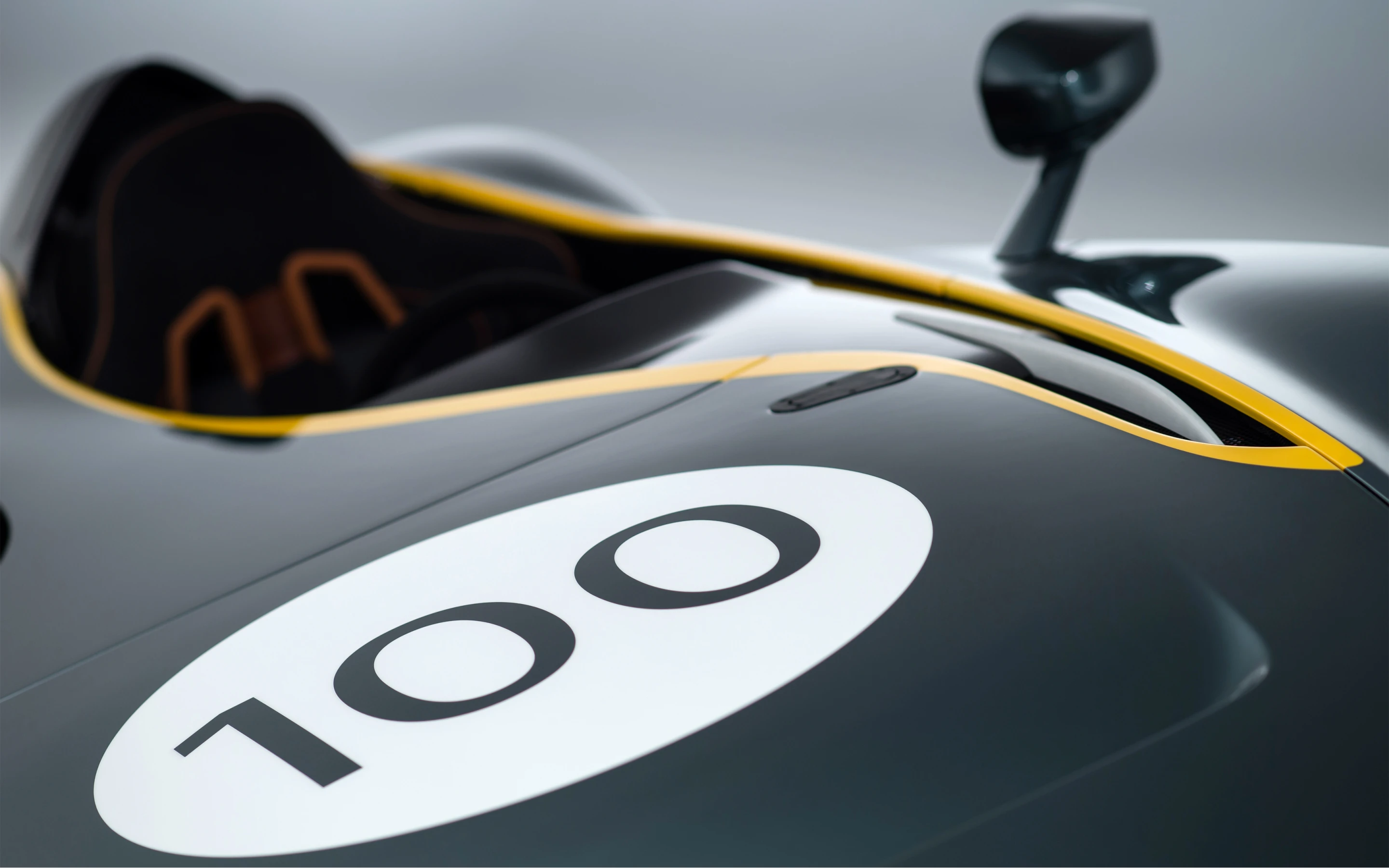 Hundred year stickers litter the car to further emphasize the concept's tribute mandate