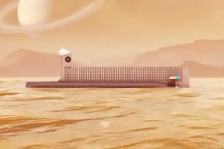 An early concept for NASA's submarine, which would explore the liquid methane-ethane oceans of Titan