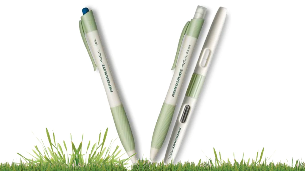 Most of the components in Paper Mate's biodegradable line will break down in the space of a year