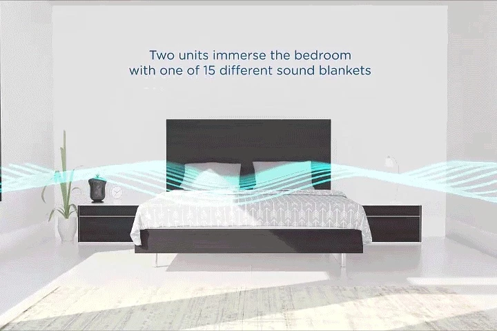 When plugged into different parts of the bedroom, the Nightingale white noise system is said to create a sound blanket that blocks incoming sound and helps a user sleep better