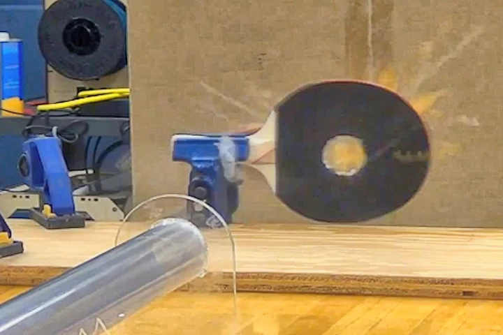 When a paddle tries to return a supersonic ping-pong ball -- the paddle loses! (Photo: Mark French)
