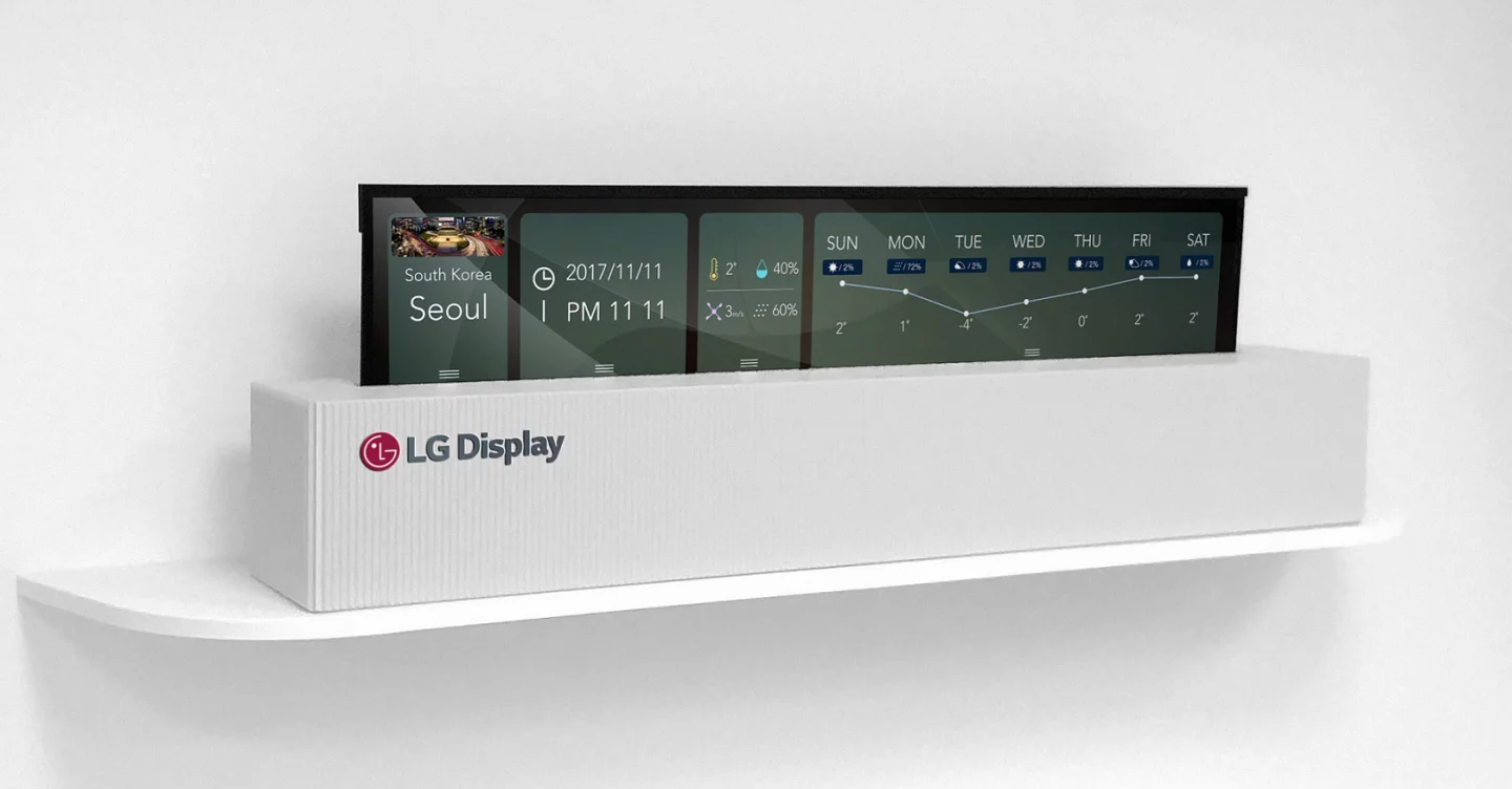 The screen can be partially unrolled for certain basic functions