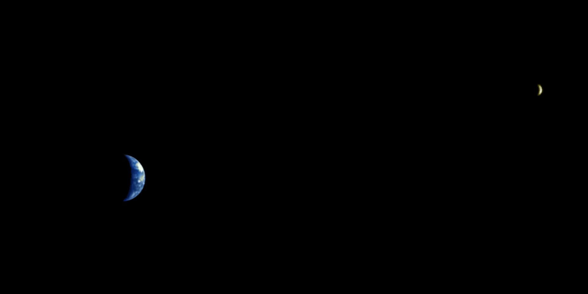 In 2003, a craft on its way to Mars captured this image of the Earth and Moon from a distance of 8 million kilometers