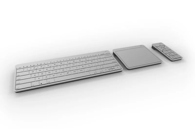 The wireless keyboard, trackpad and remote included with Vizio's All-in-One PCs