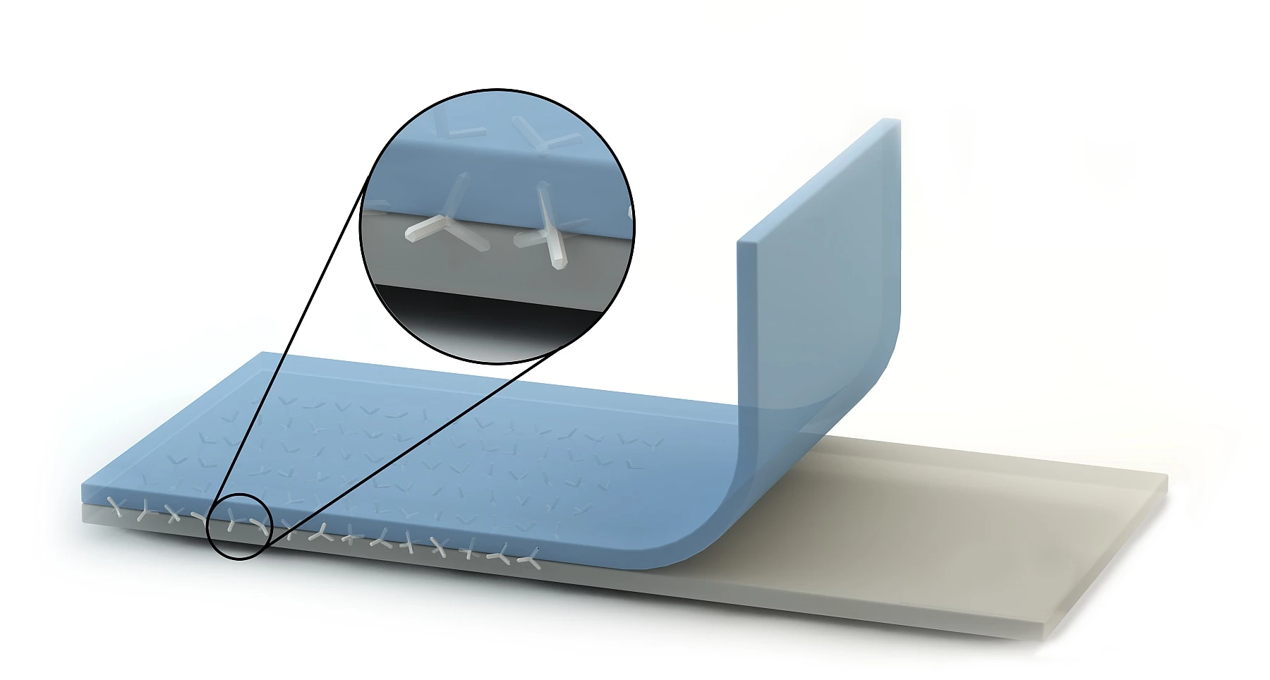 Concept of the internal stapling process that allows PTFE and silicone to be solidly joined (Image: Jan Strüben, Copyright CAU)