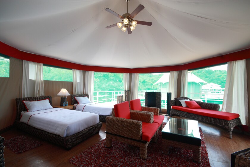 Not nearly as rustic as the average tent, 4 Rivers tents have hard floors, televisions and showers
