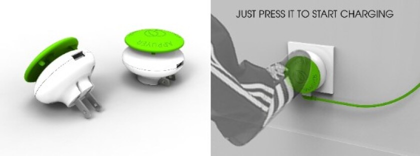 The Mushroom charger starts charging with a press of its "mushroom" button